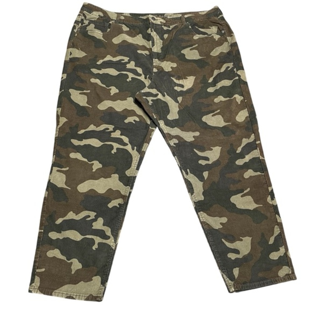AEO Women’s Green Brown 24R Corduroy Camouflage Super Stretch Mom Jean in EUC